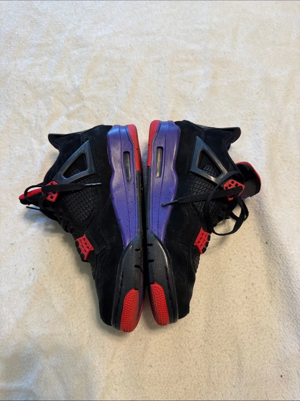 Jordan Retro NRG Raptor Black Suede Sneakers with Red and Purple Accents